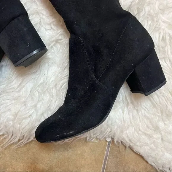 Gianni Bini Stretch Knee High Black fall & winter suede style Boots 6.5 - Picture 4 of 16